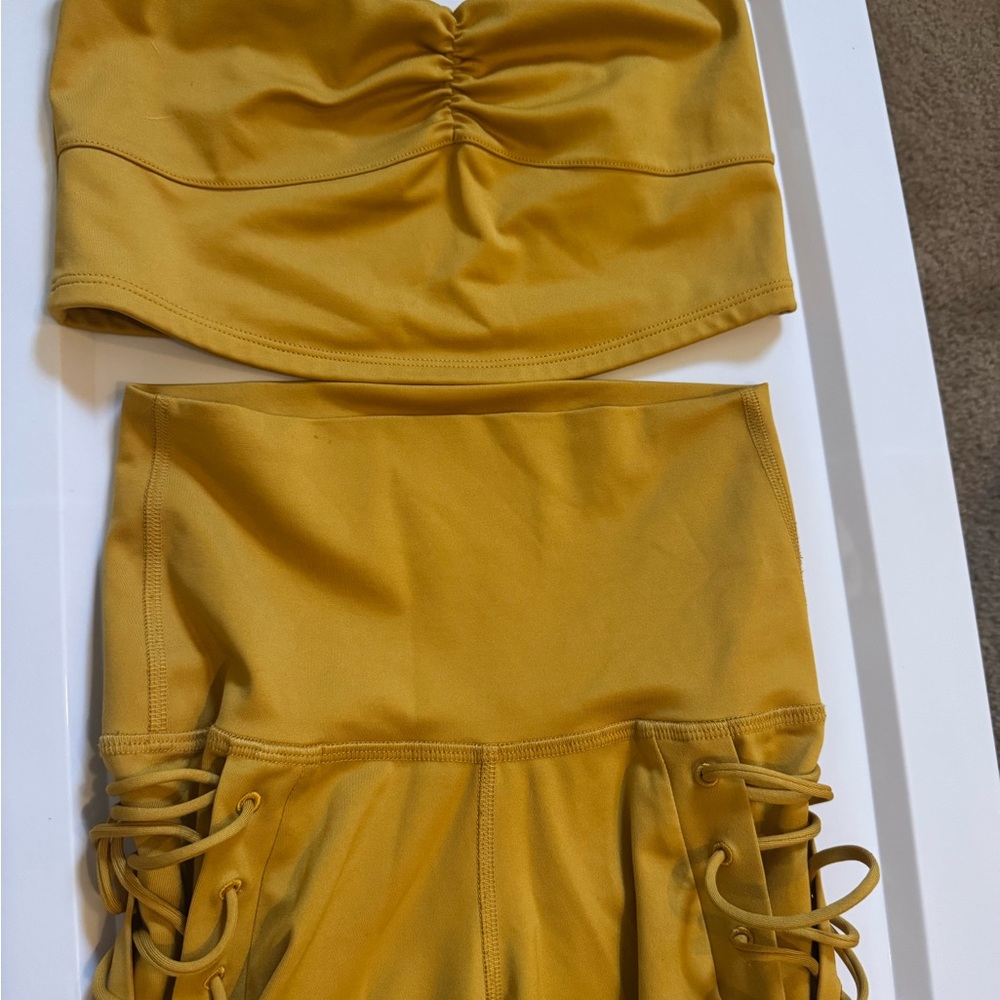 Mika Yoga Wear Mustard Track Pants & Top Set